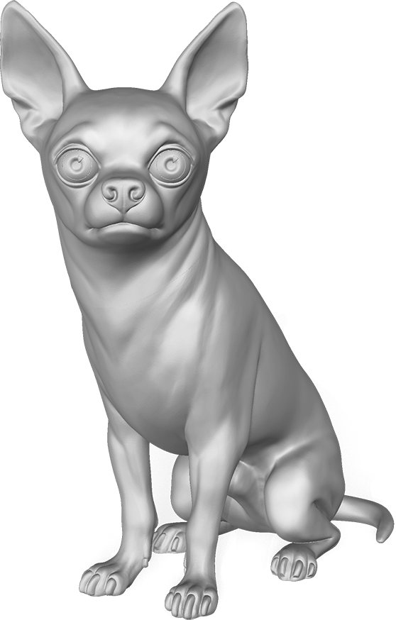 Handcrafted Chihuahua memorial statue in a sitting pose, crafted in silver metallic finish